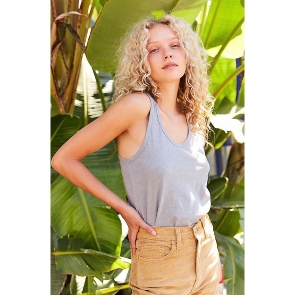 Intimately Free People Gray Gauze Cotton Sleeveless Tee Off Bodysuit